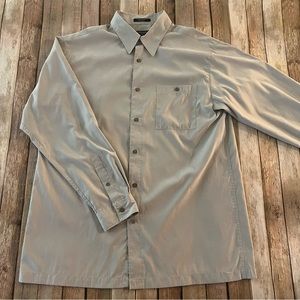 Vintage mens faux suede long sleeve button down shirt | size large